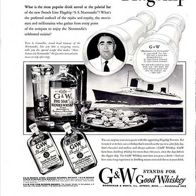 G&W Whiskey Ad Circa 1936