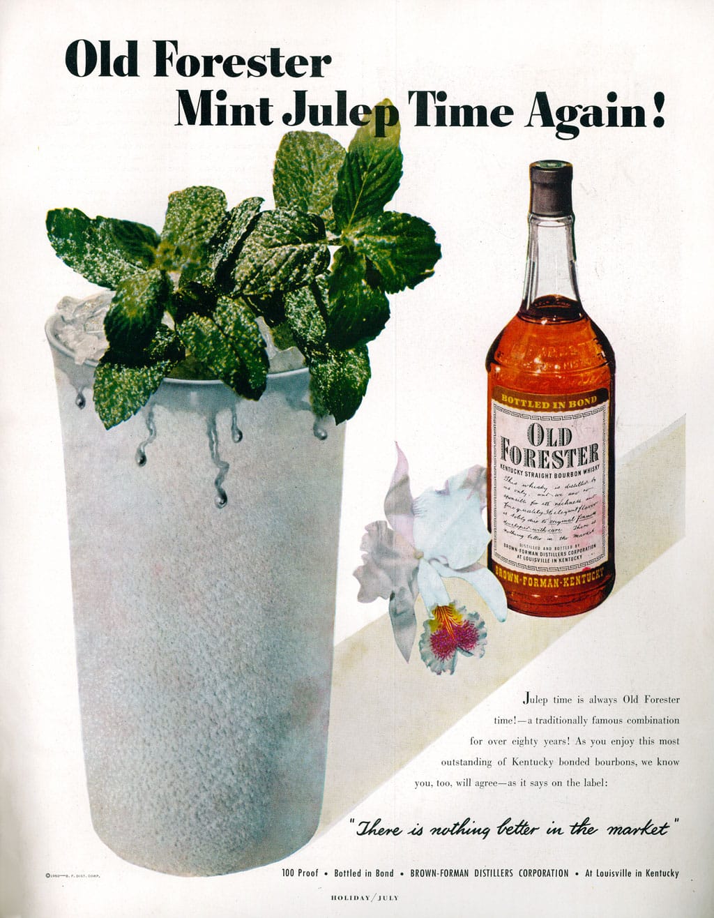 Old Forester Bourbon Ad Circa 1950 Photo