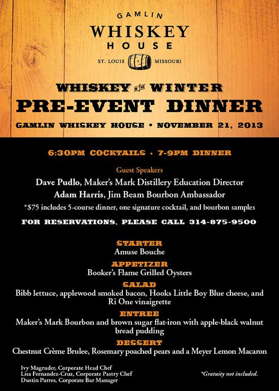 Whiskey in the Winter Preview Dinner Poster