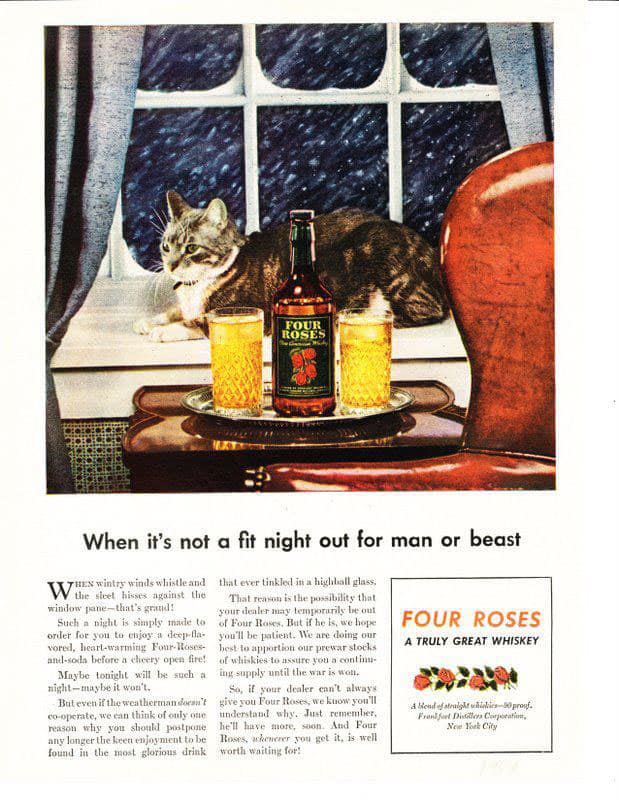 Four Roses Bourbon Ad Circa 1944 Image