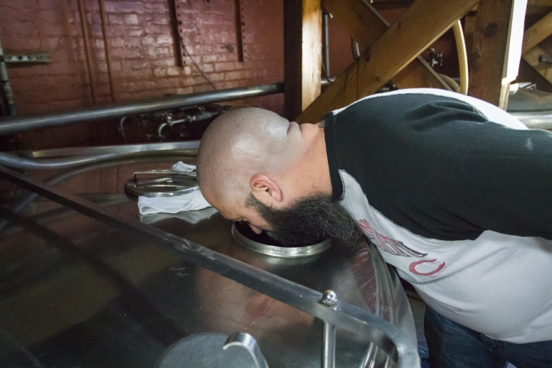 Joe tasting the chilled Blanton's by just using his nose. Joe tasting the chilled Blanton's by just using his nose.