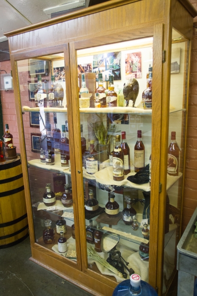 Bourbon collection from inside the Blanton's bottling room.