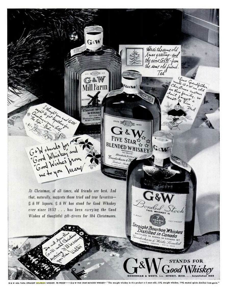 G & W Straight Bourbon Whiskey Ad 1936