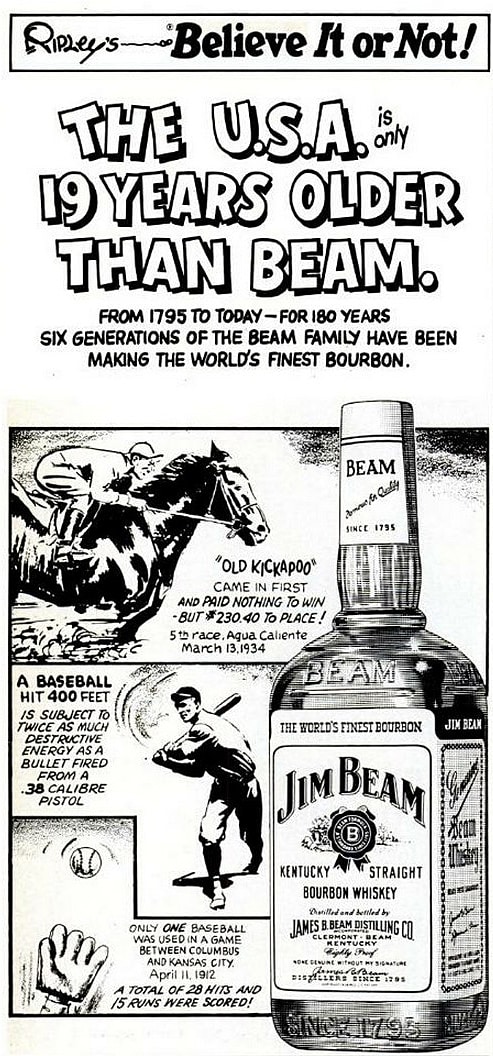 Jim Beam Ripley's Believe It Or Not Advertisement Circa 1975