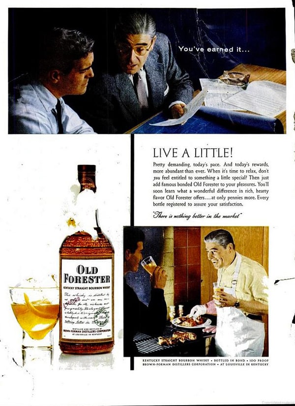Old Forester Bourbon Advertisement Circa 1957