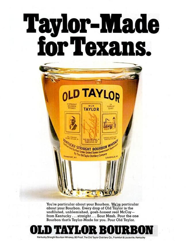Old Taylor Bourbon Advertisement Circa 1978