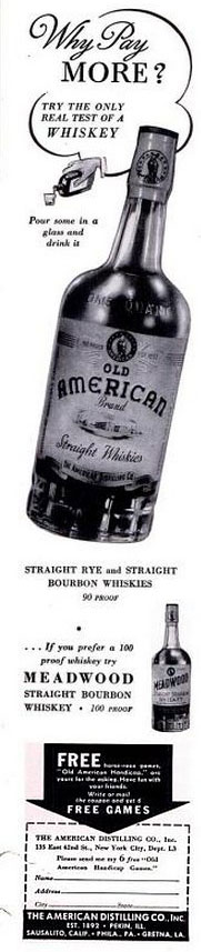 Meadwood Straight Bourbon Advertisement Circa 1938