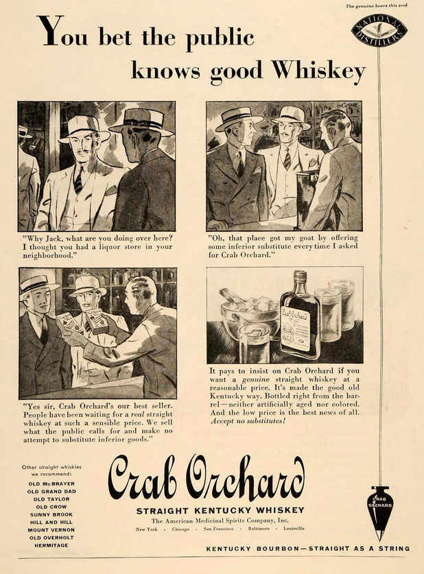 Crab Orchard Bourbon Ad Circa 1934