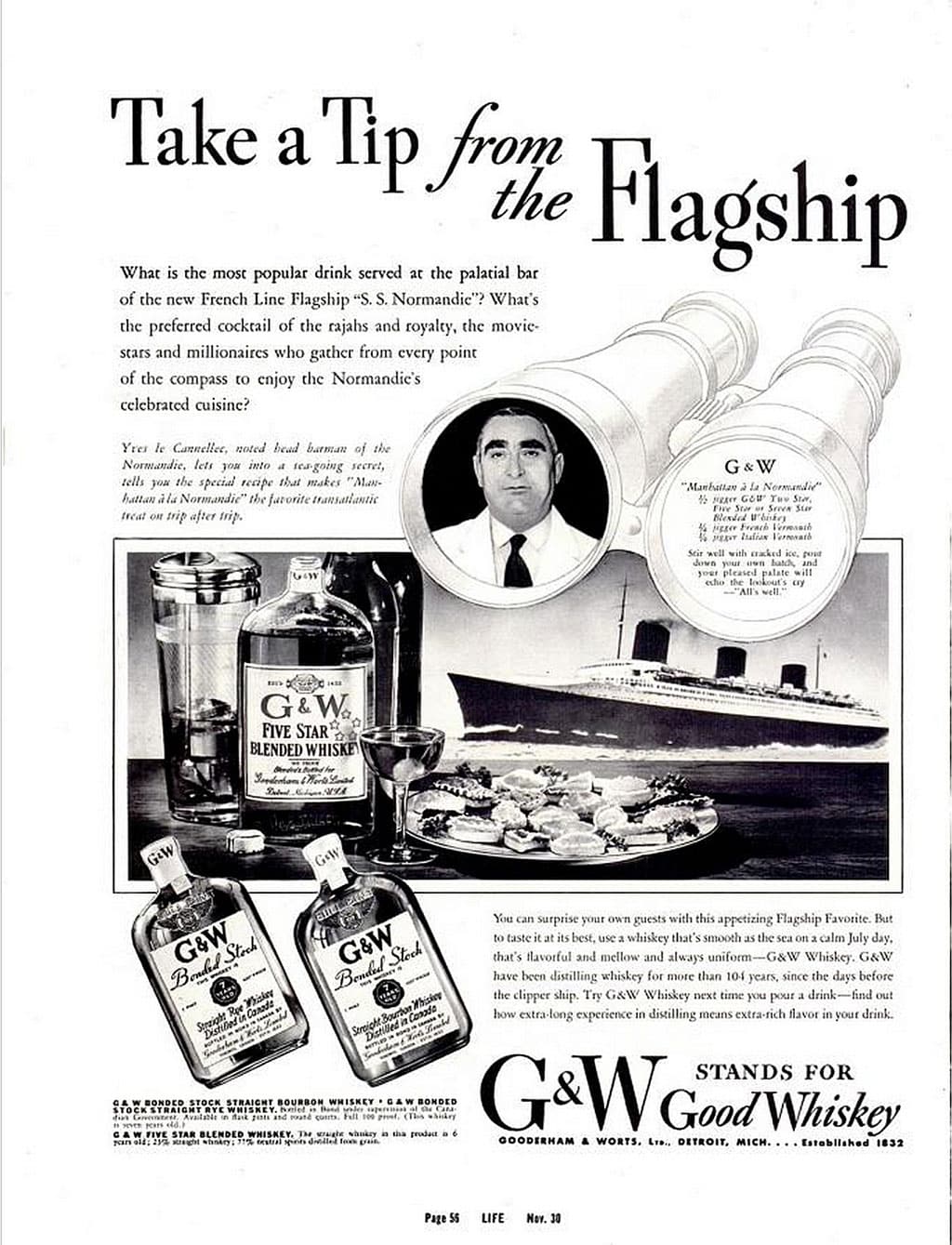 G&W Whiskey Ad Circa 1936