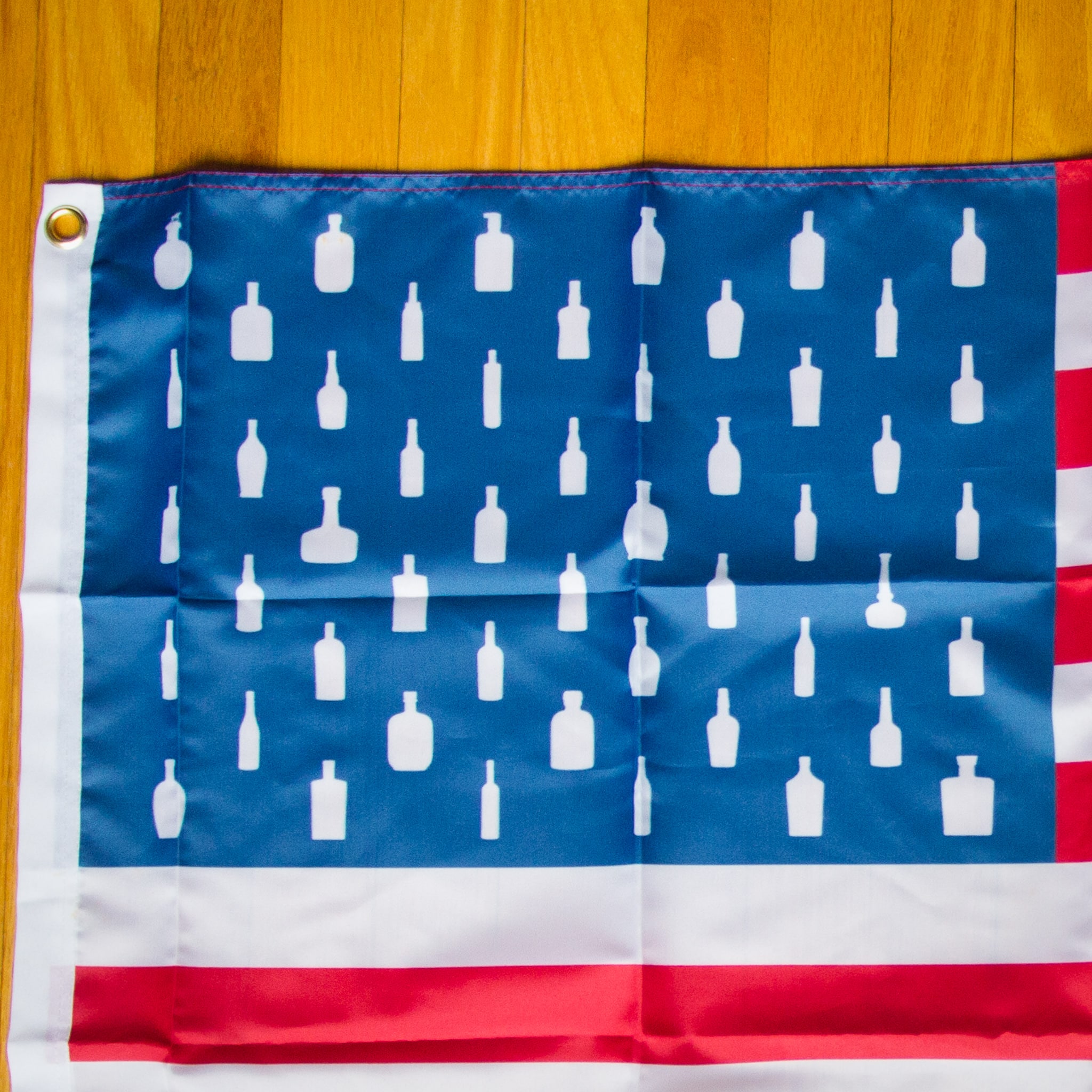 Bourbon Patriot Flag 50 Bottle Outlines Close-up