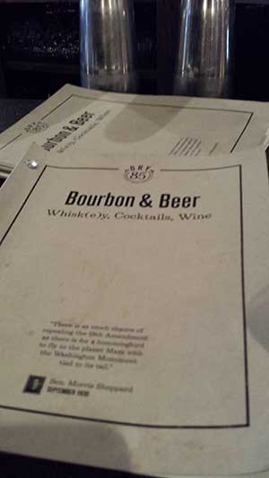 Dry 85 Bourbon List Menu